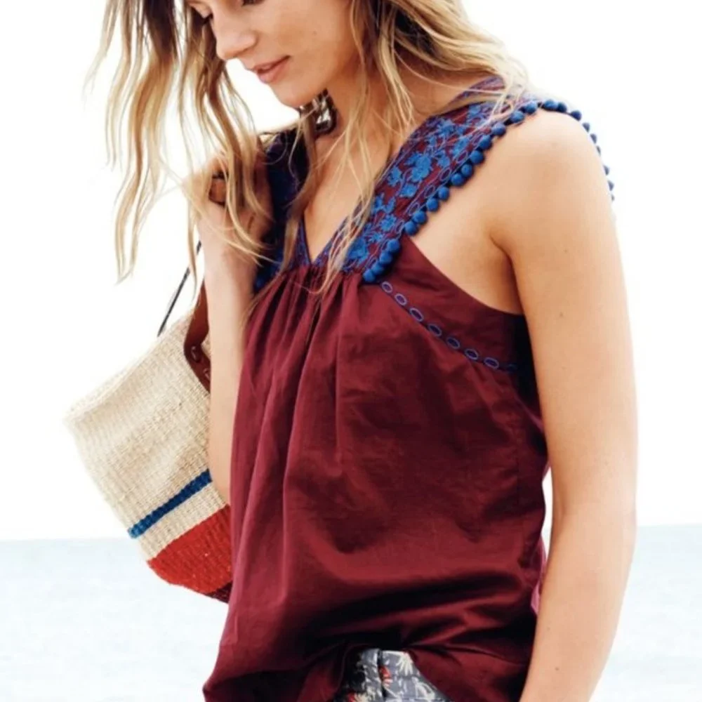 J.crew size 0  embroidered 100% cotton top
